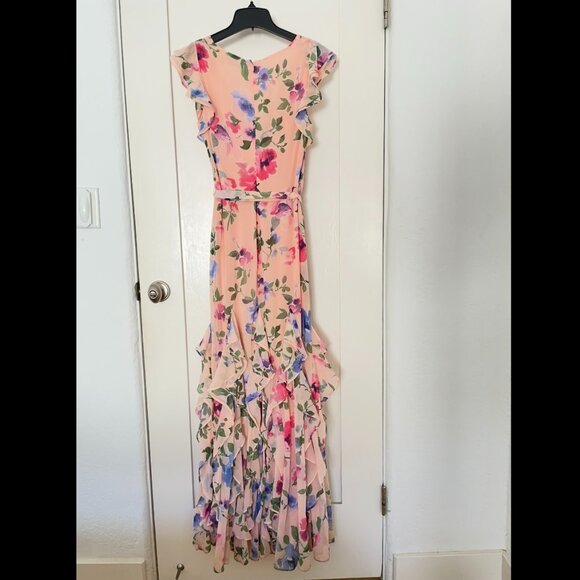 Ralph Lauren Floral Ruffle-Trim Georgette Gown - Picture 4 of 9